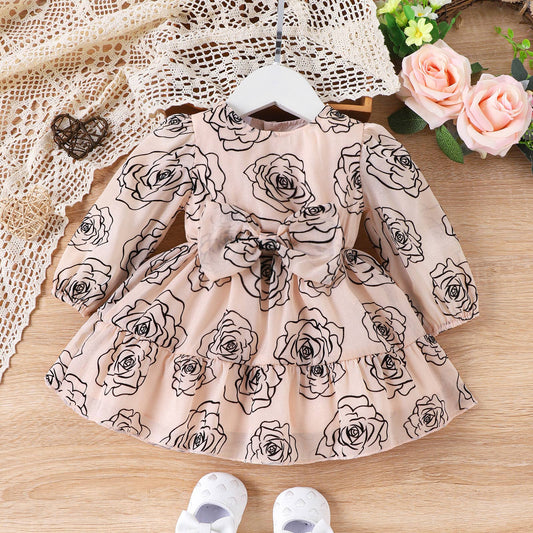 Floral Pattern Puff Sleeves Dress