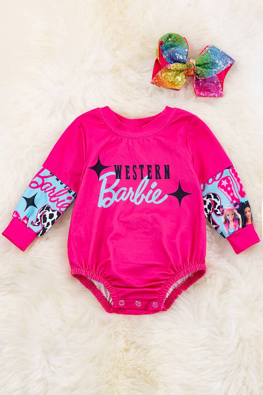 WESTERN BARBIE" PRINTED BABY ONESIE