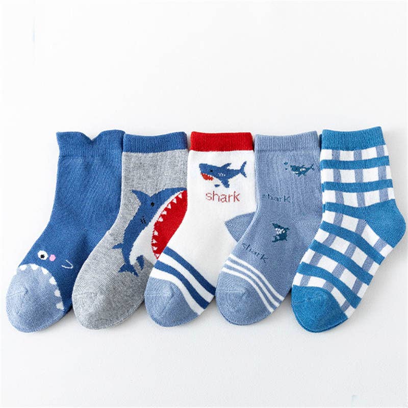 5 Pairs of Boys' Middle Tube Student Sports Socks