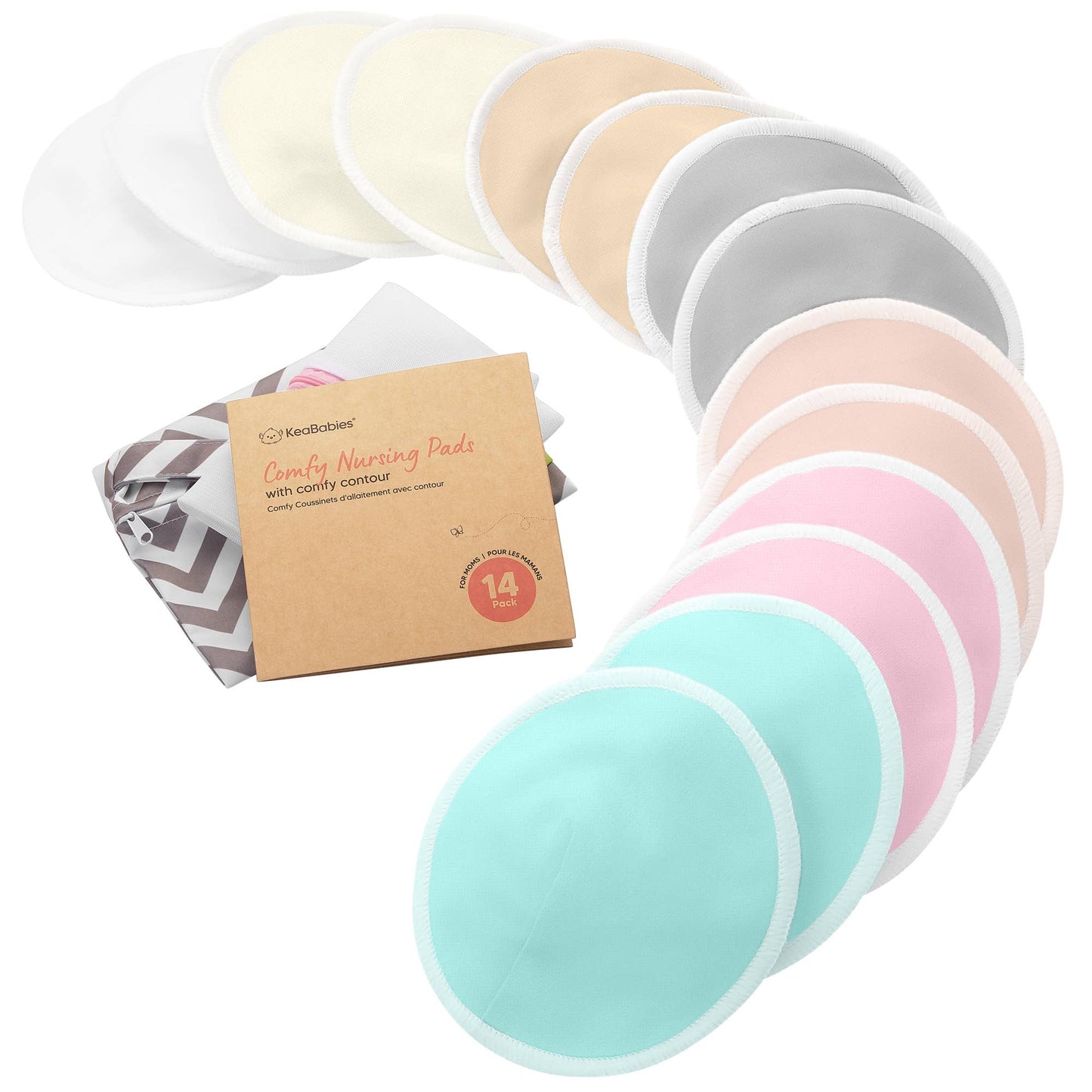 14pk Comfy Nursing Pads, Reusable Breastfeeding Pads