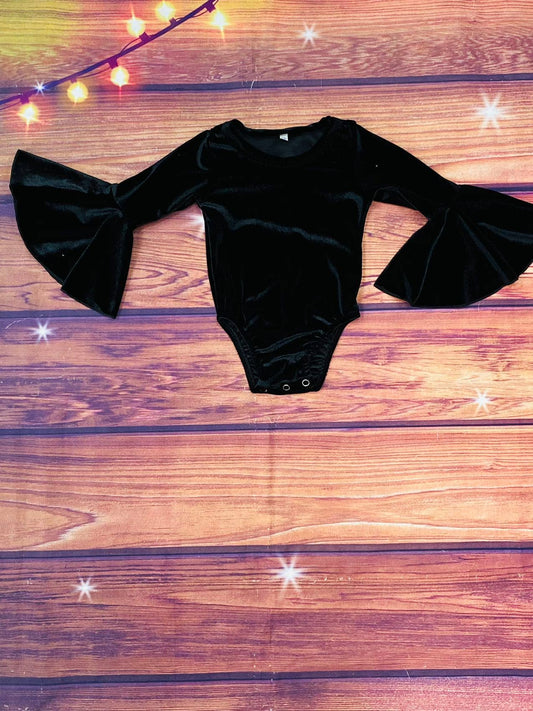 Black Long Sleeve Ruffle Baby Romper