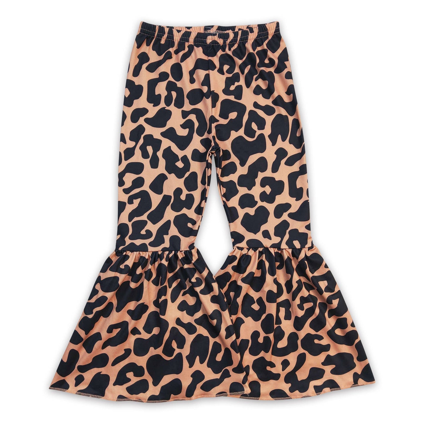 Pink leopard bell bottom pants