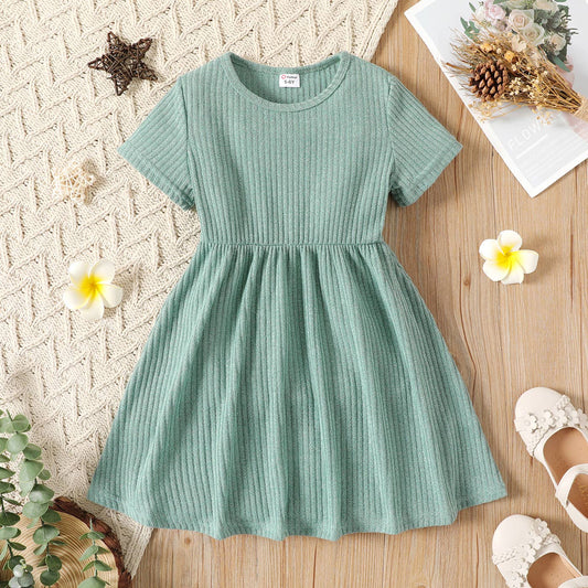 Kid Girl Ribbed Short-sleeve Dress